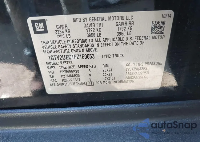 1GTV2UEC1FZ169653: 40701594