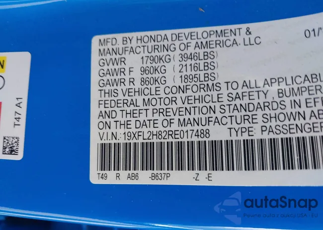 19XFL2H82RE017488: 40701780