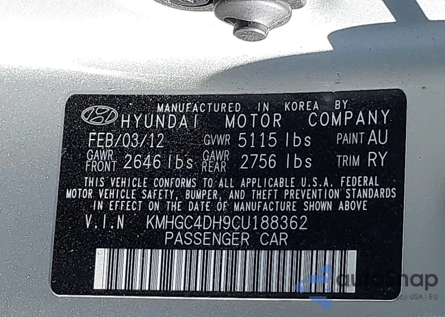 KMHGC4DH9CU188362: 40703546