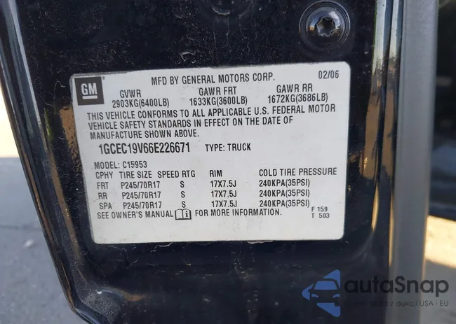 1GCEC19V66E226671: 40708076