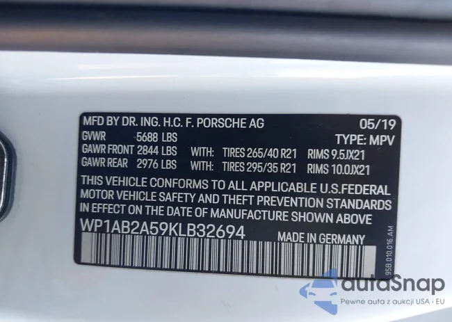 WP1AB2A59KLB32694: 40708131