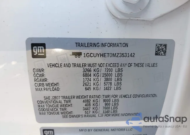 1GCUYHET0MZ353142: 40707765