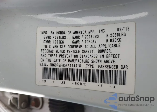 1HGCR2F85FA116018: 40709592