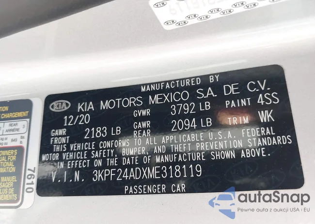 3KPF24ADXME318119: 40713266