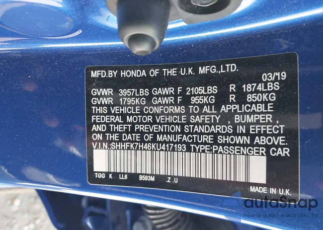 SHHFK7H46KU417193: 40713389