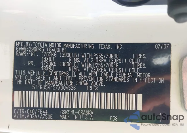 5TFRU54157X004526: 40715869