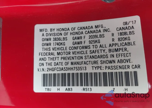 2HGFC3A53HH753513: 40718419