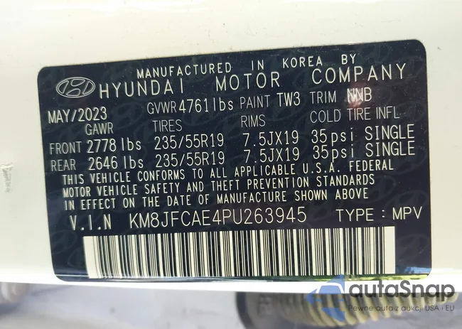 KM8JFCAE4PU263945: 40723105