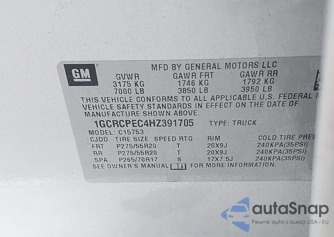 1GCRCPEC4HZ391705: 40725438