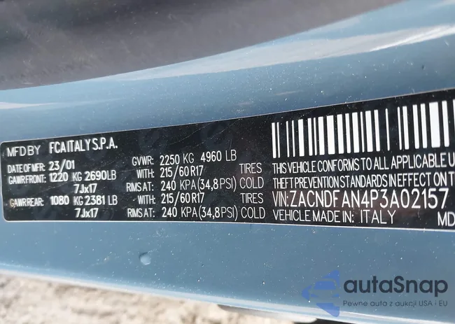 ZACNDFAN4P3A02157: 40727373