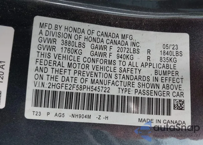 2HGFE2F58PH545722: 40728393