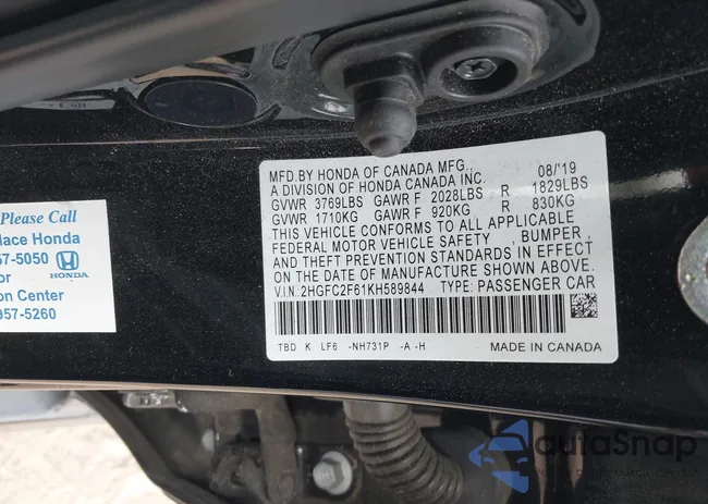 2HGFC2F61KH589844: 40733365