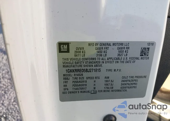 1GKKRRED5BJ271815: 40734018