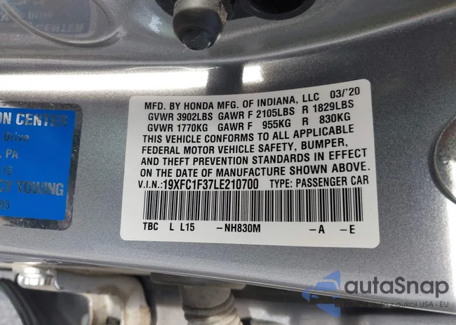 19XFC1F37LE210700: 40739107
