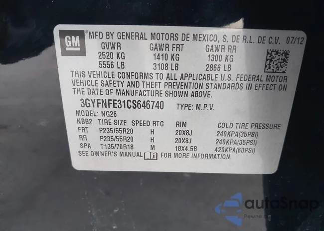 3GYFNFE31CS646740: 40739188