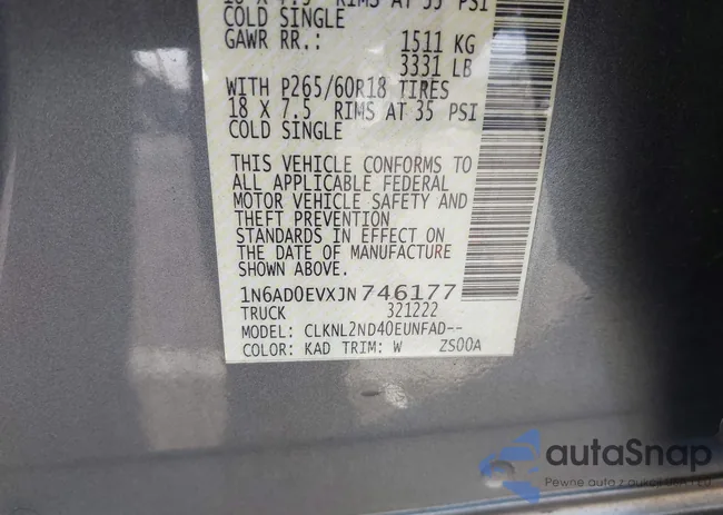 1N6AD0EVXJN746177: 40746474