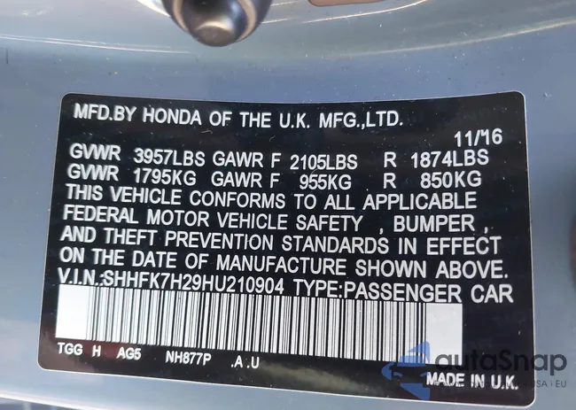 SHHFK7H29HU210904: 40747487