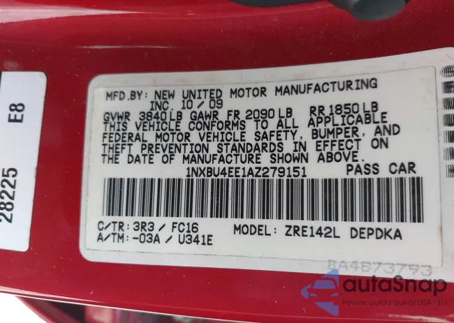 1NXBU4EE1AZ279151: 40751300