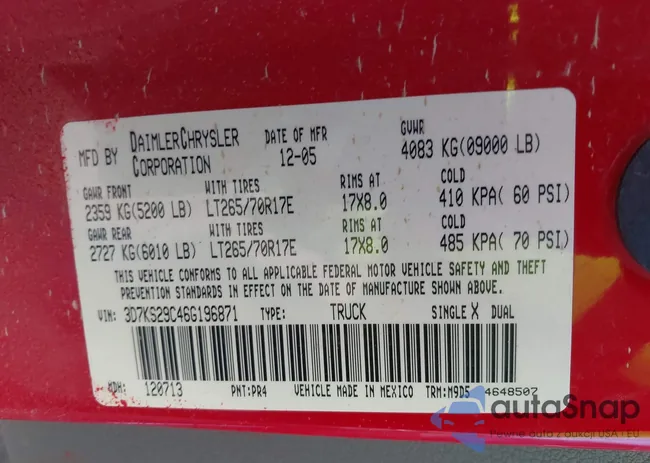 3D7KS29C46G196871: 40752865