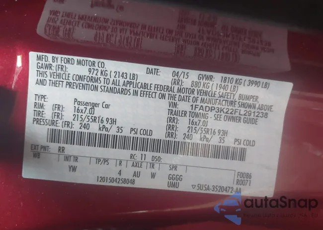 1FADP3K22FL291238: 40763494