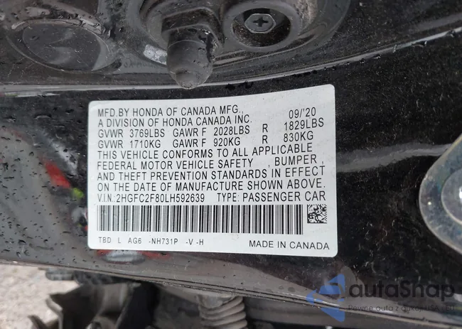 2HGFC2F80LH592639: 40763750