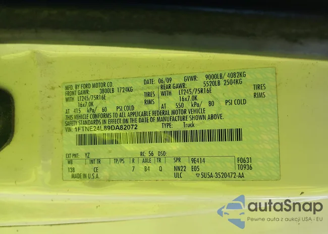 1FTNE24L89DA82072: 40765337