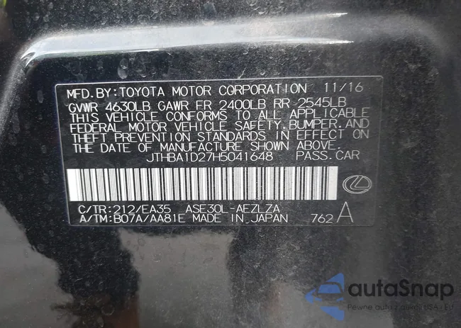 JTHBA1D27H5041648: 40767012