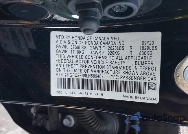 2HGFC2F66LH589467: 40768062