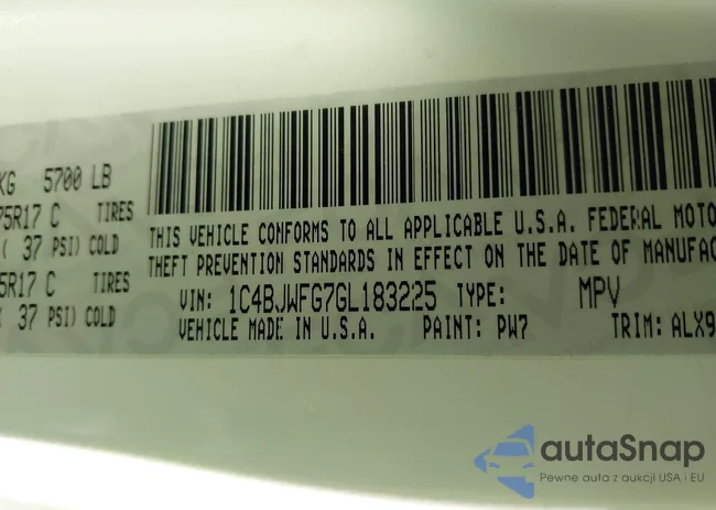 1C4BJWFG7GL183225: 40770445