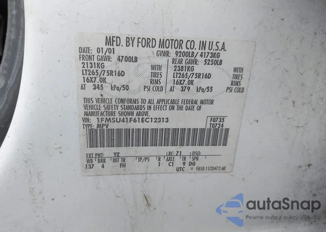 1FMSU41F61EC12313: 40791533