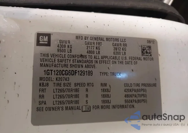 1GT120CG6DF129189: 40795552