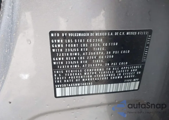 3VV3B7AX5NM148193: 40795694