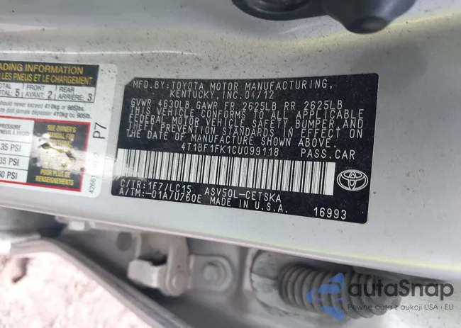 4T1BF1FK1CU099118: 40797166