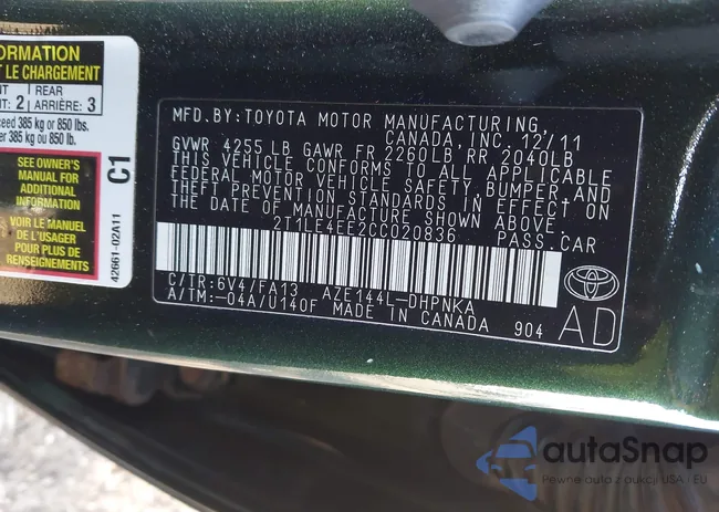 2T1LE4EE2CC020836: 40799181