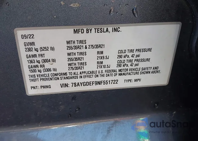 7SAYGDEF9NF551722: 40801057