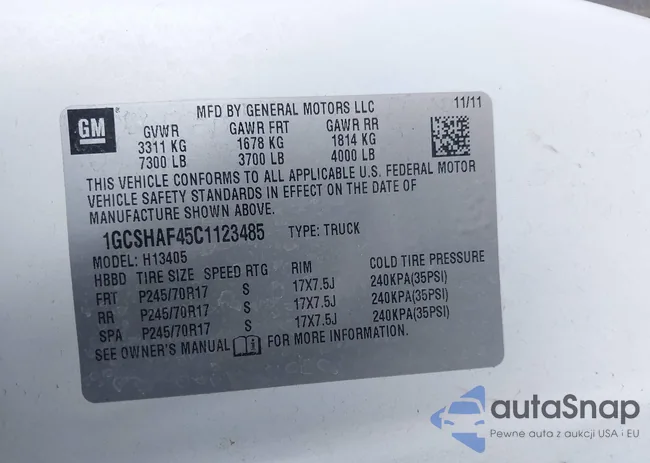 1GCSHAF45C1123485: 40801543