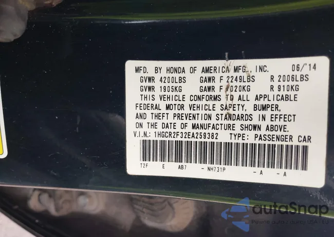 1HGCR2F32EA259382: 40802626