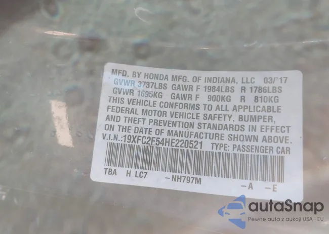 19XFC2F54HE220521: 40810882