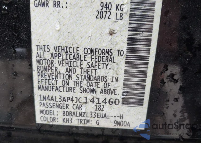 1N4AL3AP4JC141460: 40813343