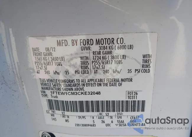 1FTEW1CM3CKE32048: 40818046