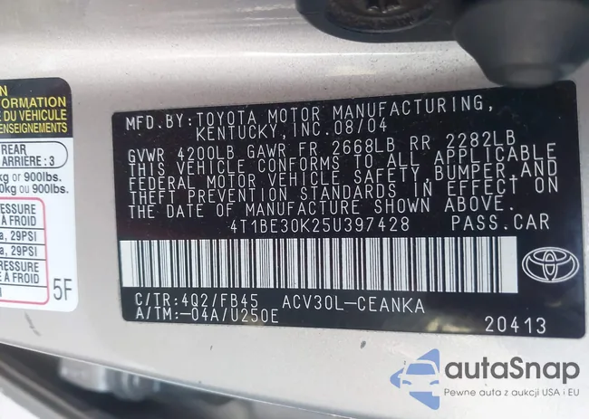 4T1BE30K25U397428: 40819257