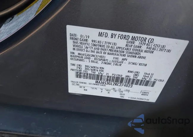 MAJ6S3GL2KC274023: 40822376