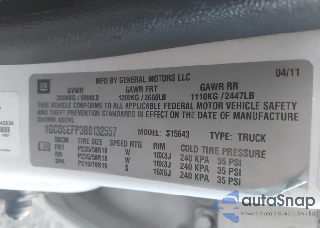 1GCDSEFP3B8132557: 40821555