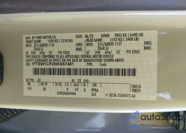 1FTEW1CP2NKD67481: 40824103