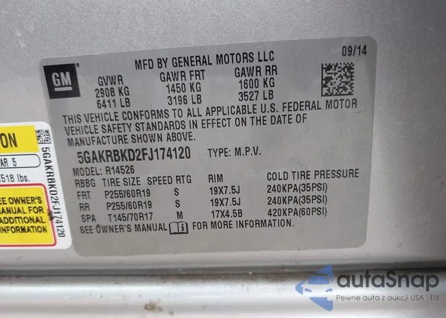 5GAKRBKD2FJ174120: 40824746