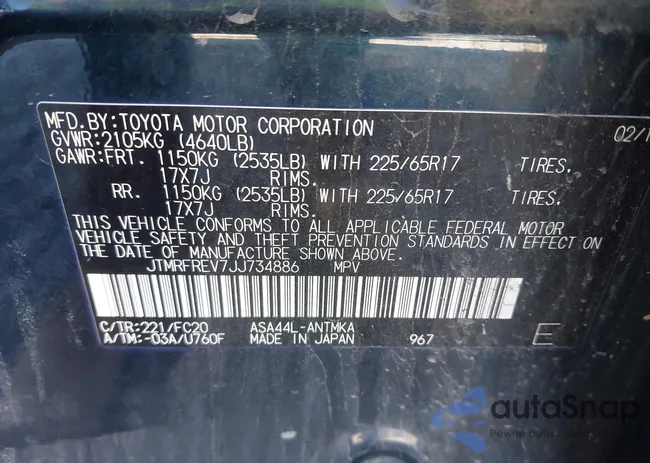 JTMRFREV7JJ734886: 40827283