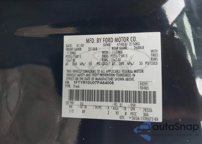 1FTYR10U07PA64008: 40830738