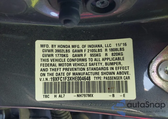 19XFC1F3XHE004648: 40832429