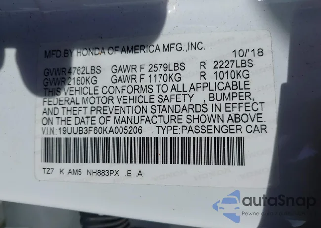 19UUB3F60KA005206: 40834935