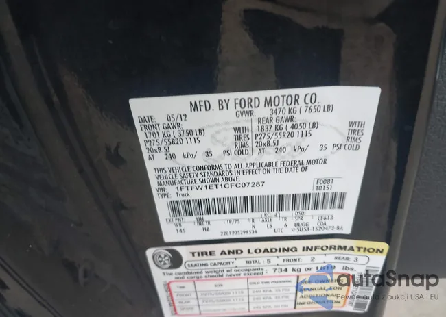 1FTFW1ET1CFC07287: 40835250